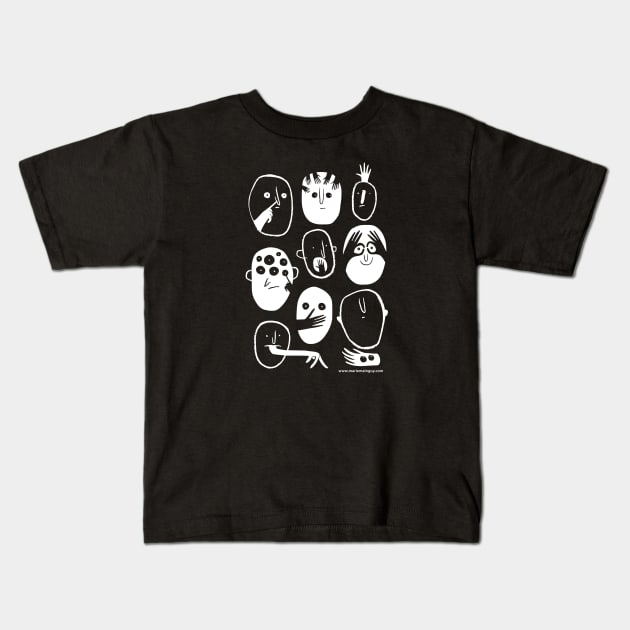 Visages en blanc Kids T-Shirt by mariemainguy